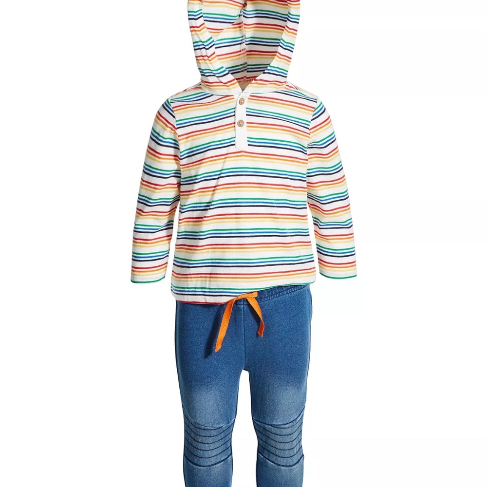 First Impressions Baby Boys 2-Piece Striped Hooded Pant Set Size 3-6 months